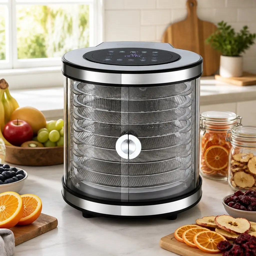 Food Dehydrator 8 Trays Auto-Rotate 360 Degree Silver