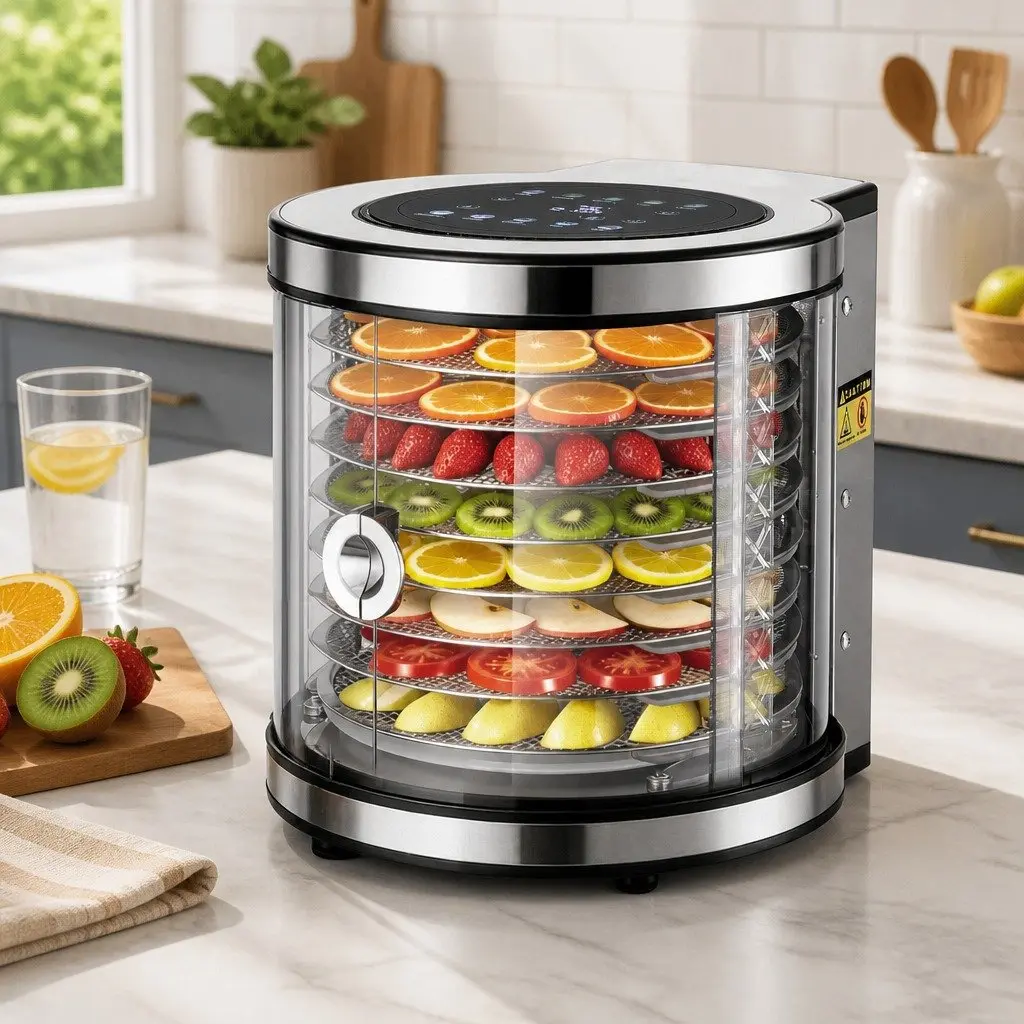 Food Dehydrator 8 Trays Auto-Rotate 360 Degree Silver