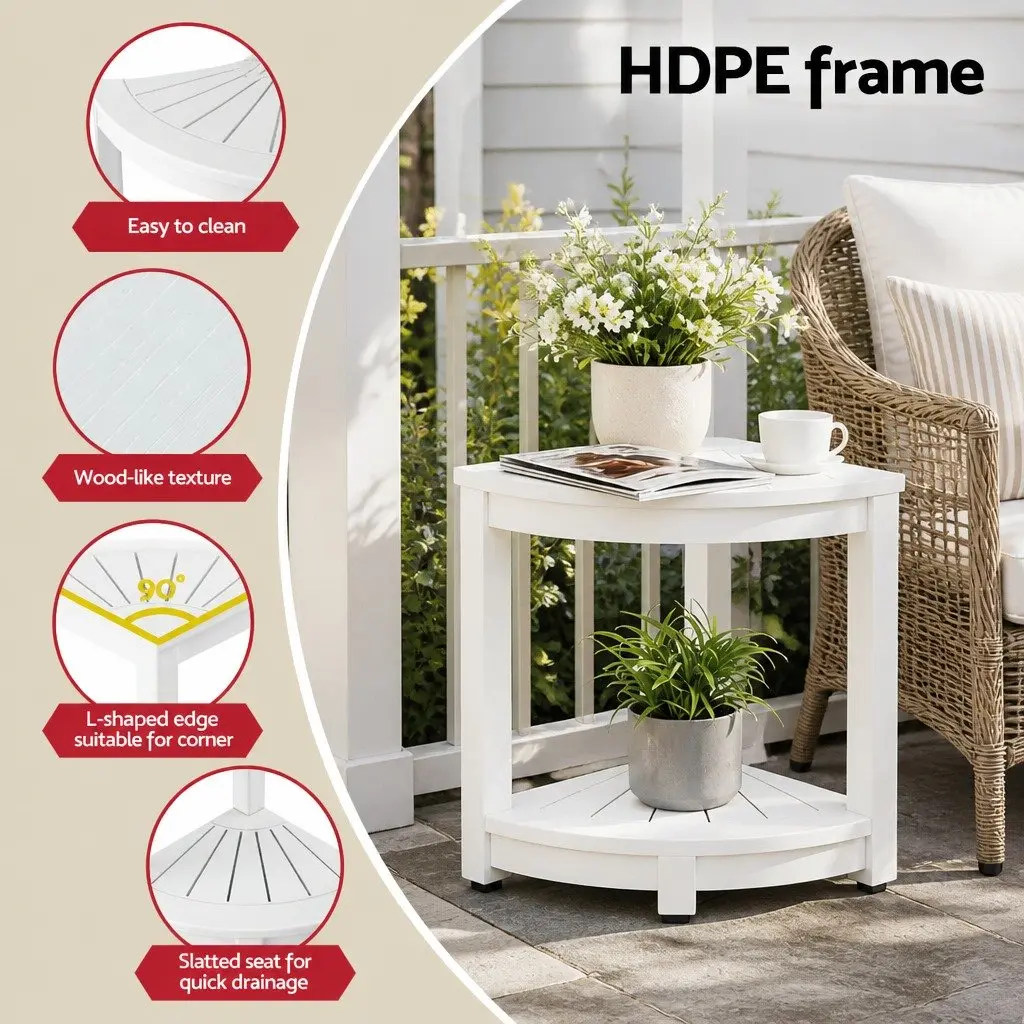 Corner Shower Stool Side Table Storage Bench 46 x 32 x 43cm White