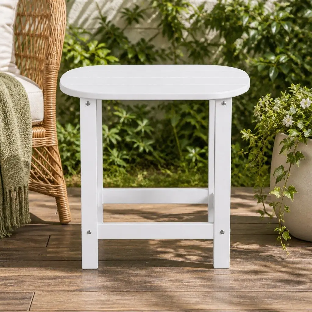 Outdoor Side Table Weatherproof 47.5 x 37 x 47.5 cm White Patio Furniture Garden Desk