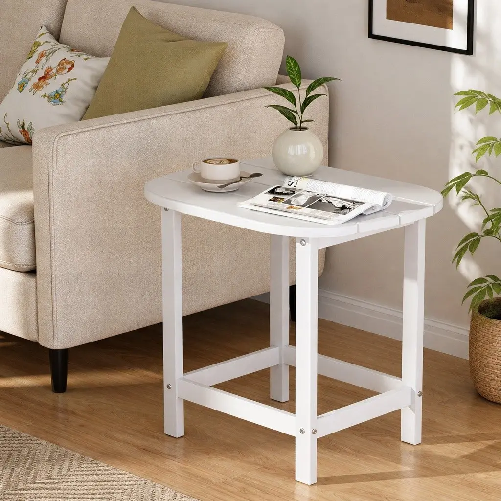 Outdoor Side Table Weatherproof 47.5 x 37 x 47.5 cm White Patio Furniture Garden Desk