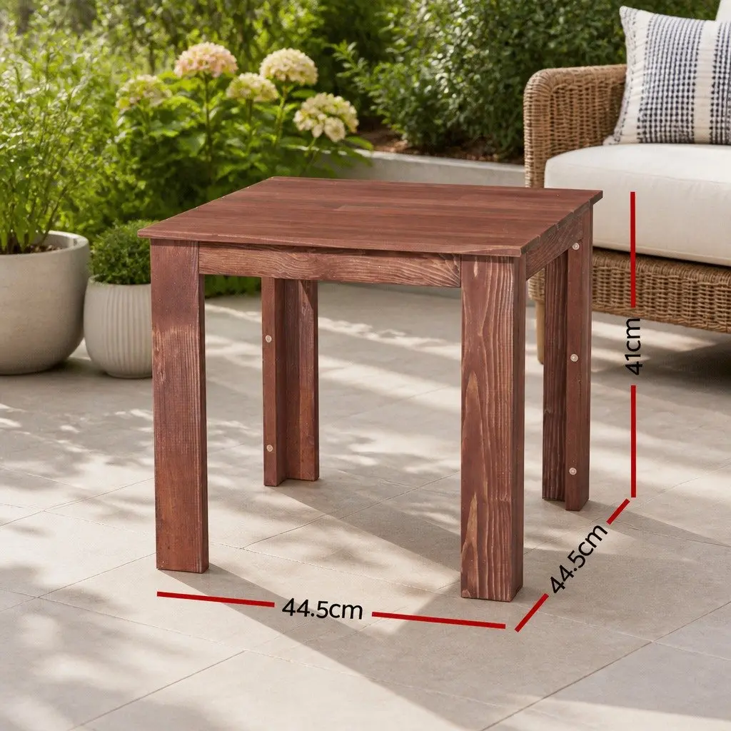 Wooden Side Coffee Table Outdoor Use 44.5 x 44.5 x 41 cm Brown