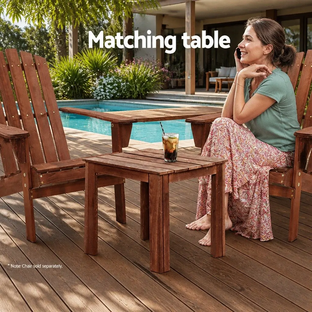 Wooden Side Coffee Table Outdoor Use 44.5 x 44.5 x 41 cm Brown