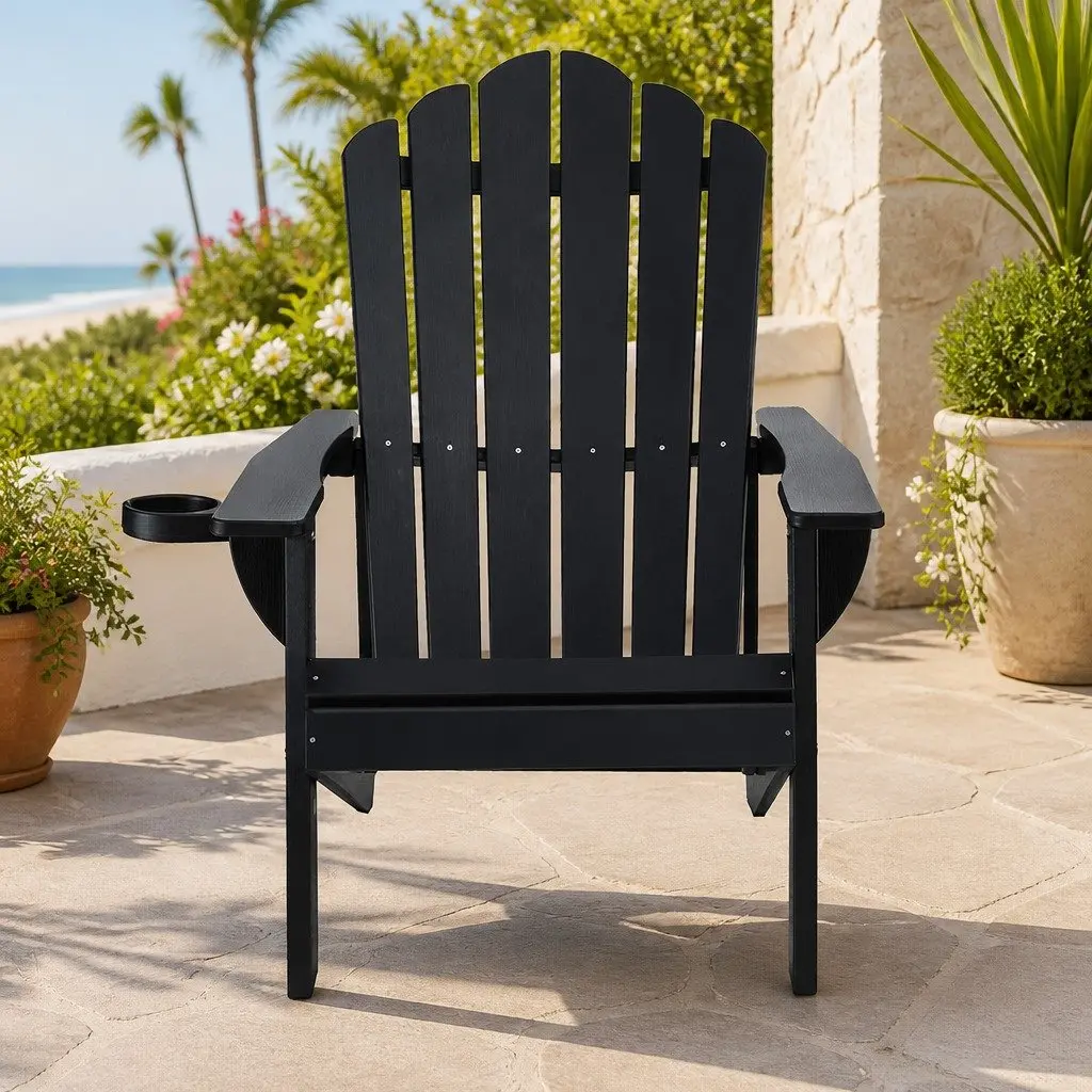 Adirondack Chair Outdoor Sun Lounge 103 Degree Recline Black