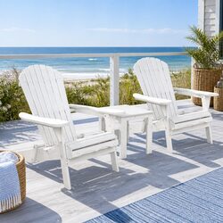 Comfortable 3-Piece White Adirondack Chair Set