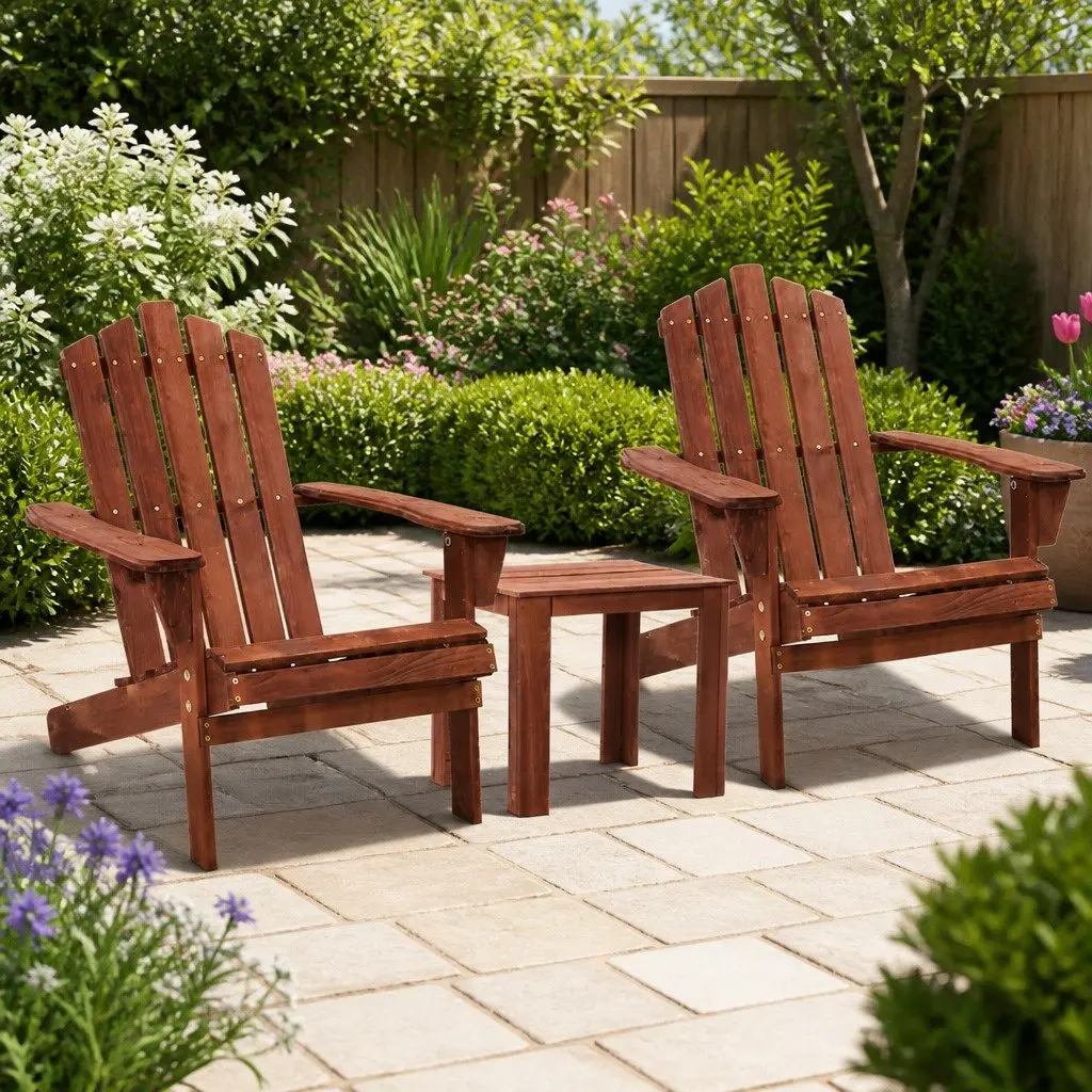 3 Piece Adirondack Wooden Chair Set