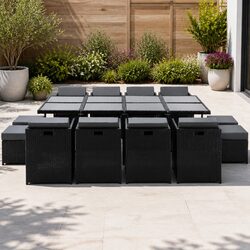 Versatile 13-Piece Wicker Dining Set for Outdoor Enjoyment