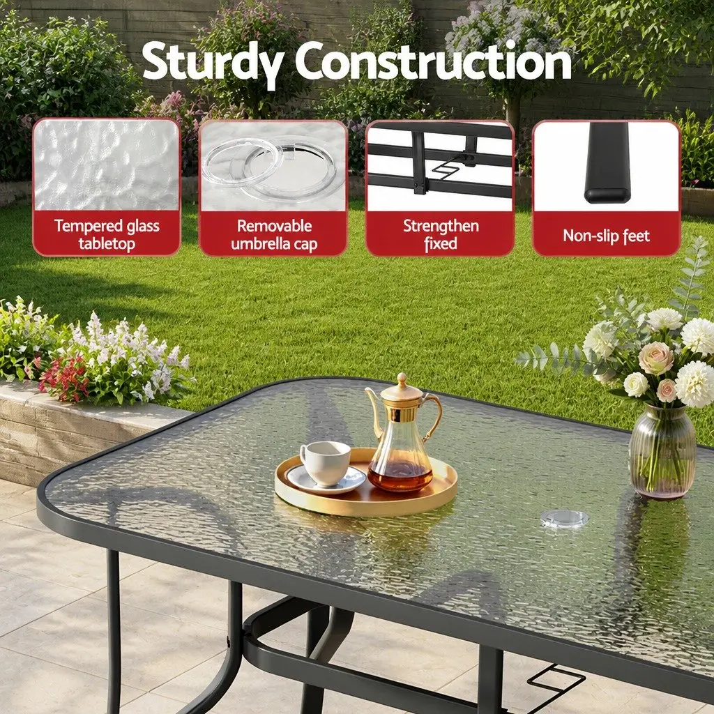 Outdoor Dining Set 5 Piece Patio Table Chairs Garden Furniture Stackable Grey