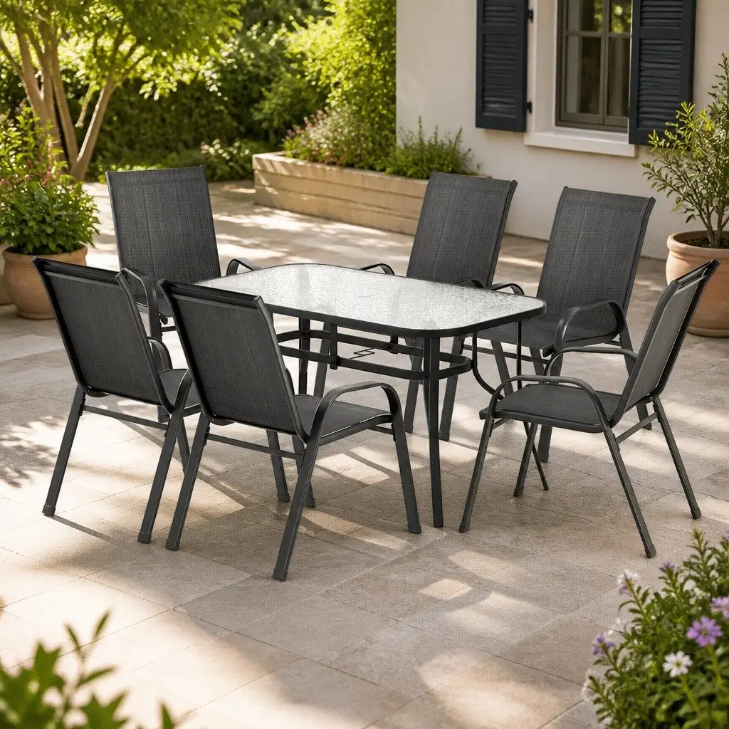 7 Piece Outdoor Dining Set for Family Use