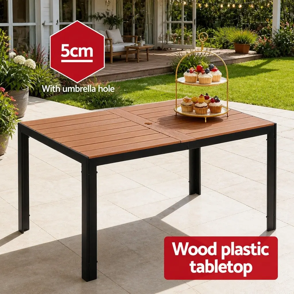 7PCS Outdoor Dining Set Table and Chairs Patio Garden Furniture Bistro Black
