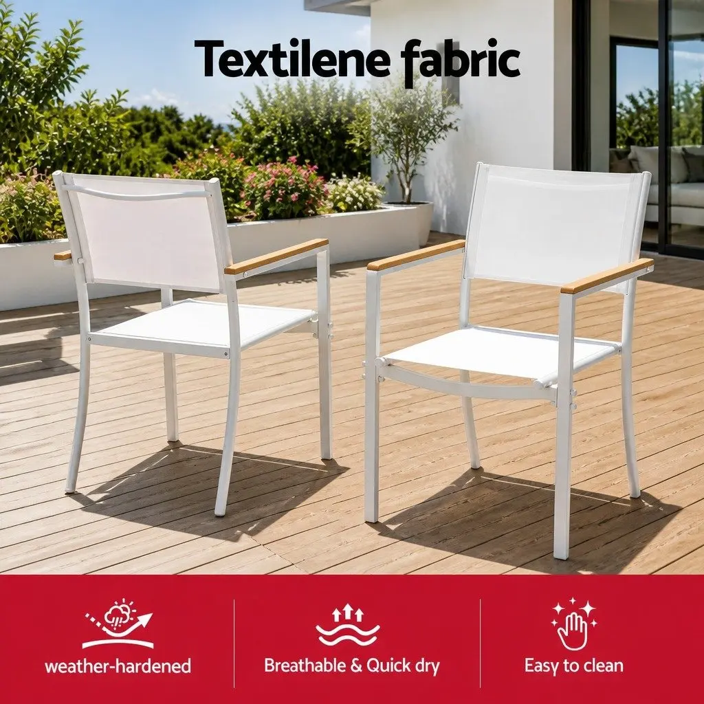 7PCS Outdoor Dining Set Table and 6 Chairs Patio Garden Bistro Furniture White