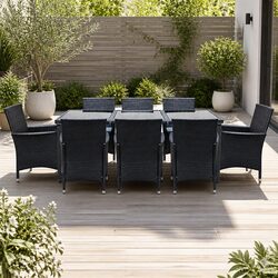Comfortable 9-Piece Outdoor Dining Set with Cover