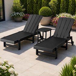 Comfortable 3-Piece Outdoor Lounger Set with Side Table