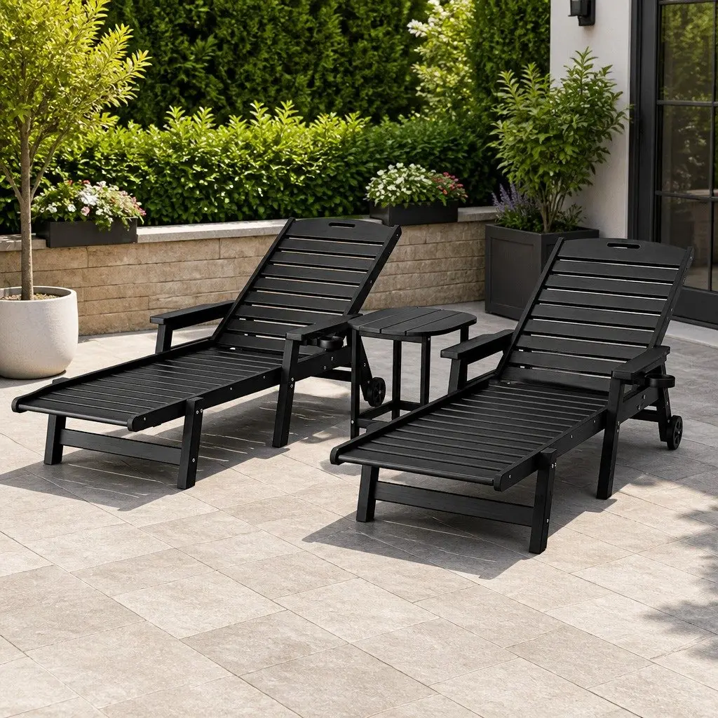 2-Piece Sun Lounge Set for Outdoor Use