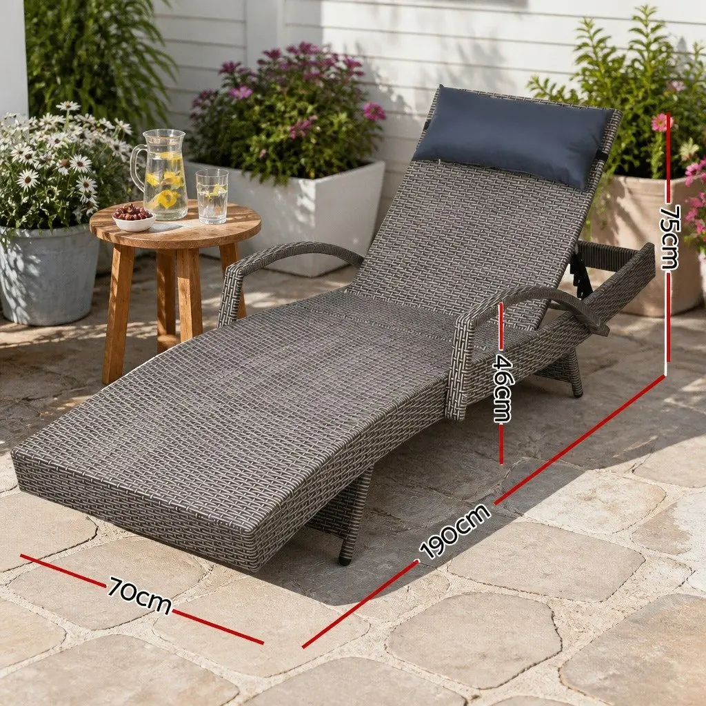 Sun Lounge Wicker Lounger Outdoor Furniture Adjustable Armchair Beach Recliner