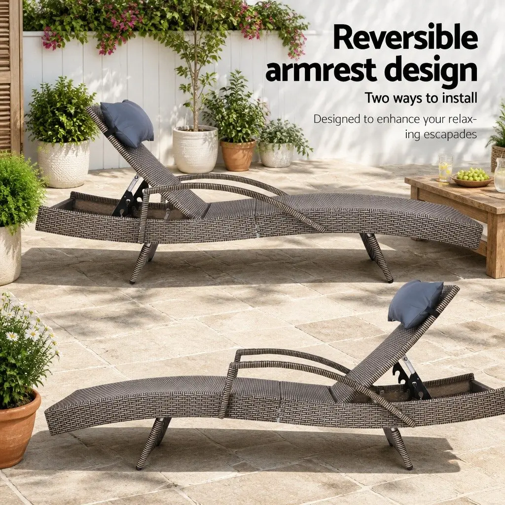 Sun Lounge Wicker Lounger Outdoor Furniture Adjustable Armchair Beach Recliner