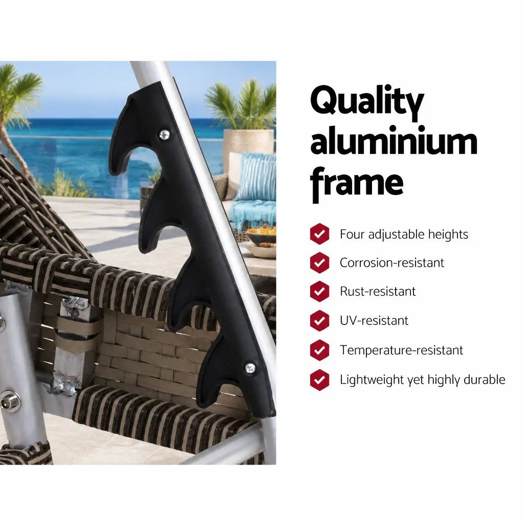 Grey Beige Outdoor Lounge with Headrest