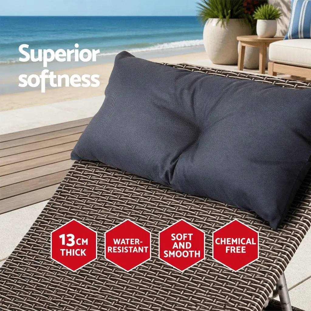 Grey Beige Outdoor Lounge with Headrest