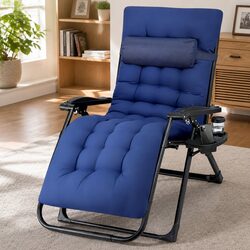 Folding Sun Lounger Zero Gravity Outdoor Chair Adjustable Reclining Camping XL