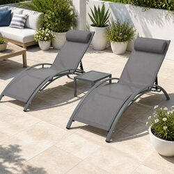 Comfortable 3PC Outdoor Lounge Set with Adjustable Features