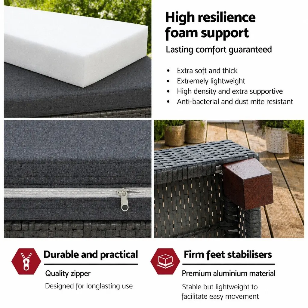 Outdoor Sun Lounger Adjustable Backrest 185 cm Grey