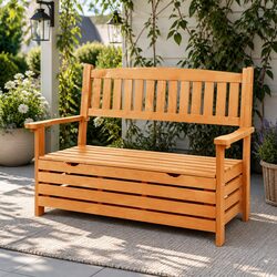 Reliable Wooden 2-Seater Storage Bench for Outdoors
