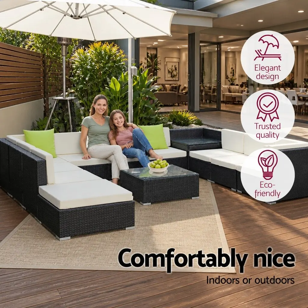12 Piece Outdoor Sofa Set Lounge Furniture Black Beige Lime Green