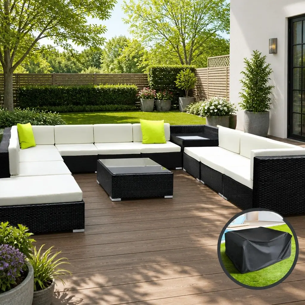 12 Piece Outdoor Sofa Set Lounge Furniture Black Beige Lime Green