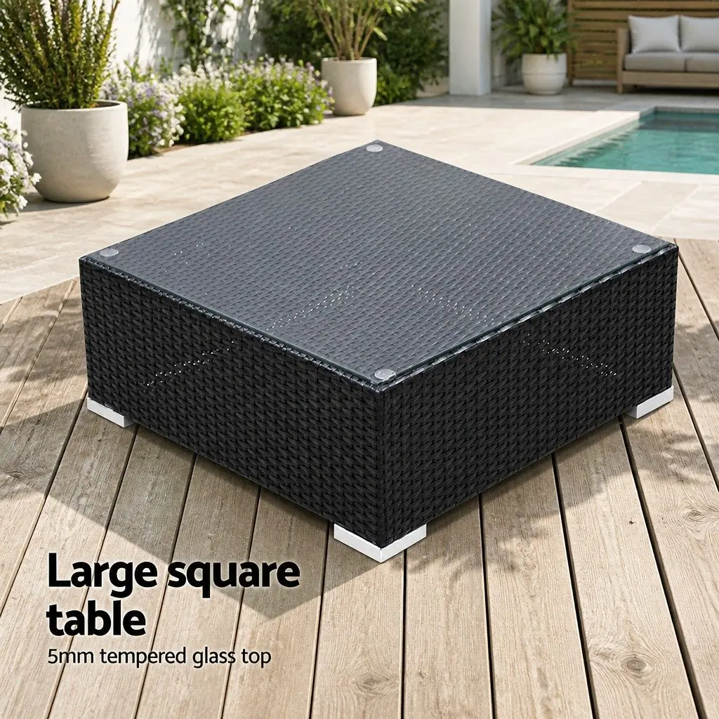 WickerOutdoorSofaSet4SeaterLoungeFurniture5PieceBlackBeigeLimeGreen
