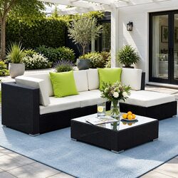 Comfortable 5-Piece Wicker Sofa Set with Practical Features