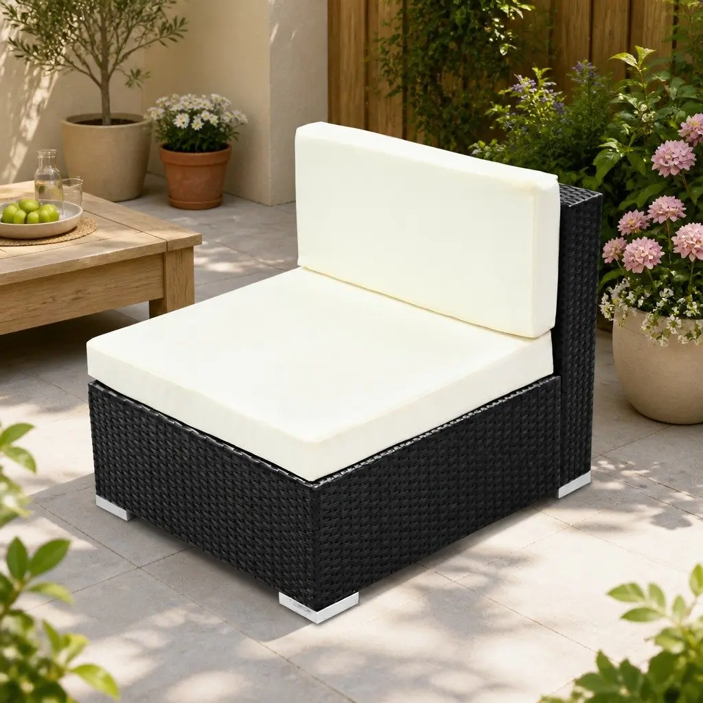2PC Outdoor Lounge Chair Set Wicker Rattan Garden Sofa Single Seater Furniture