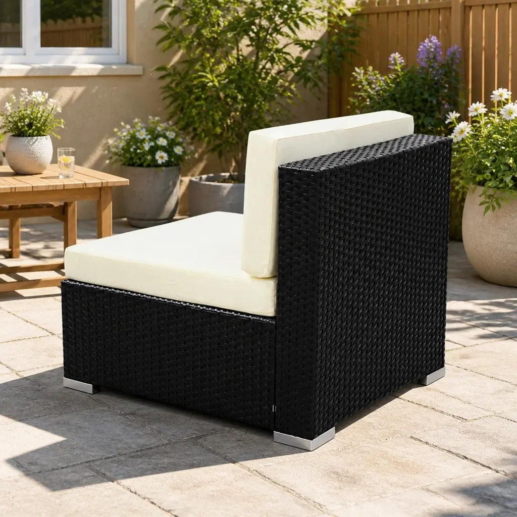 2PC Outdoor Lounge Chair Set Wicker Rattan Garden Sofa Single Seater Furniture