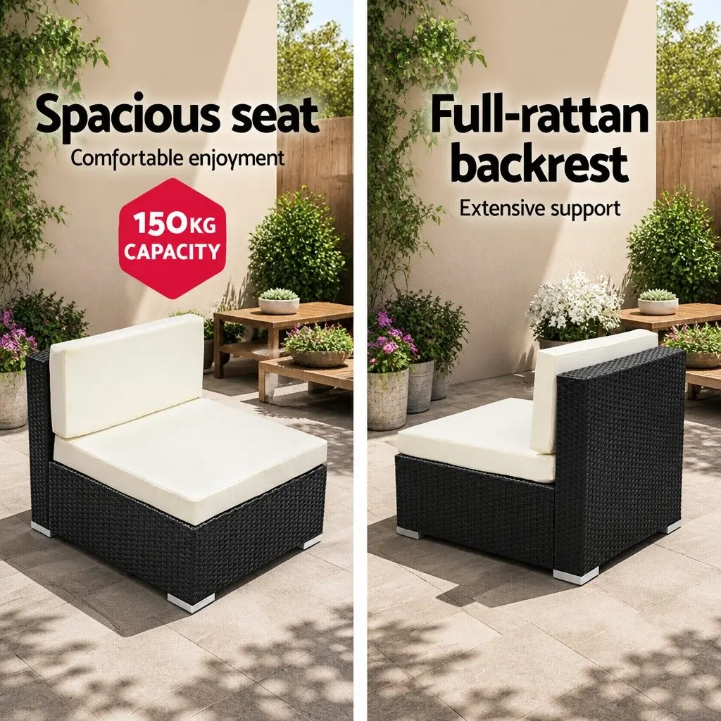 2PC Outdoor Lounge Chair Set Wicker Rattan Garden Sofa Single Seater Furniture