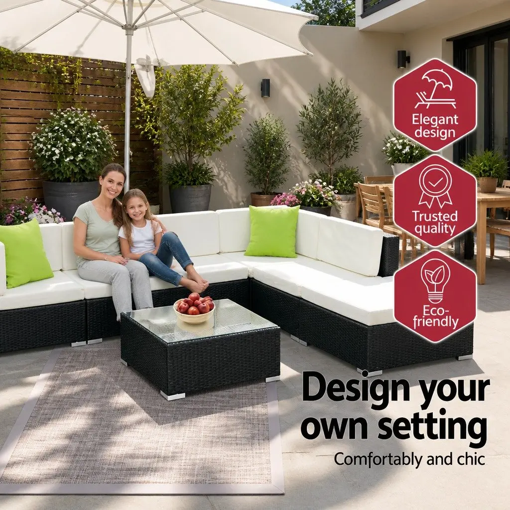 2PC Outdoor Lounge Chair Set Wicker Rattan Garden Sofa Single Seater Furniture