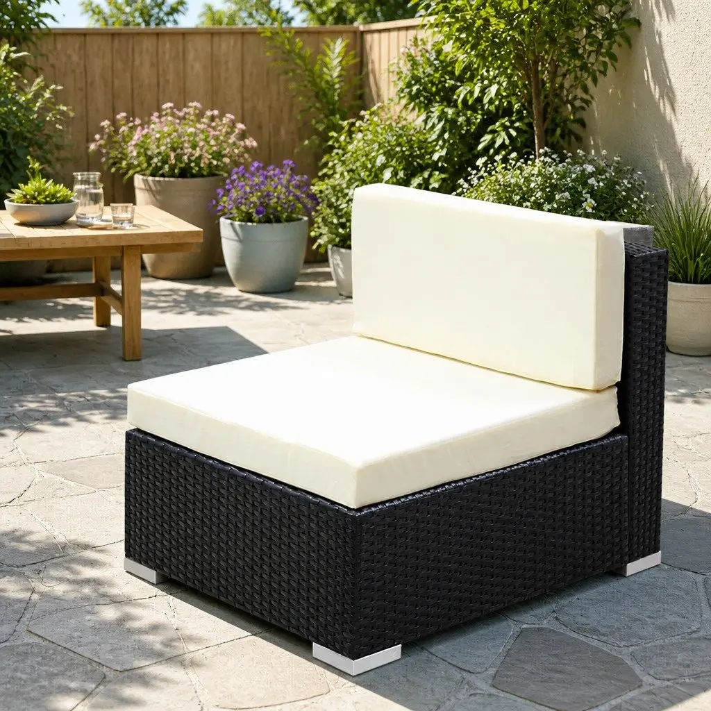 2PC Outdoor Lounge Chair Set Wicker Rattan Garden Sofa Single Seater Furniture