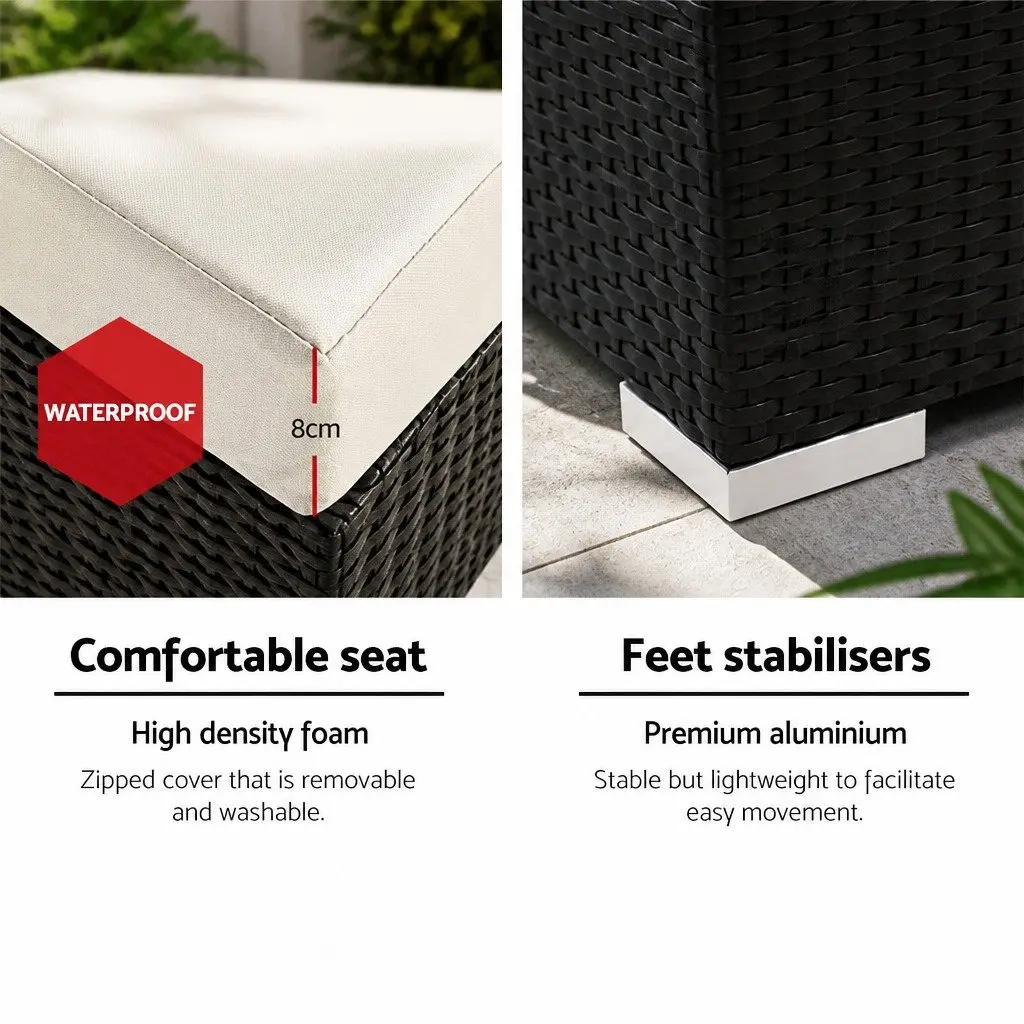 3PC Outdoor Sofa Set Single Chair Lounge Garden Furniture Black