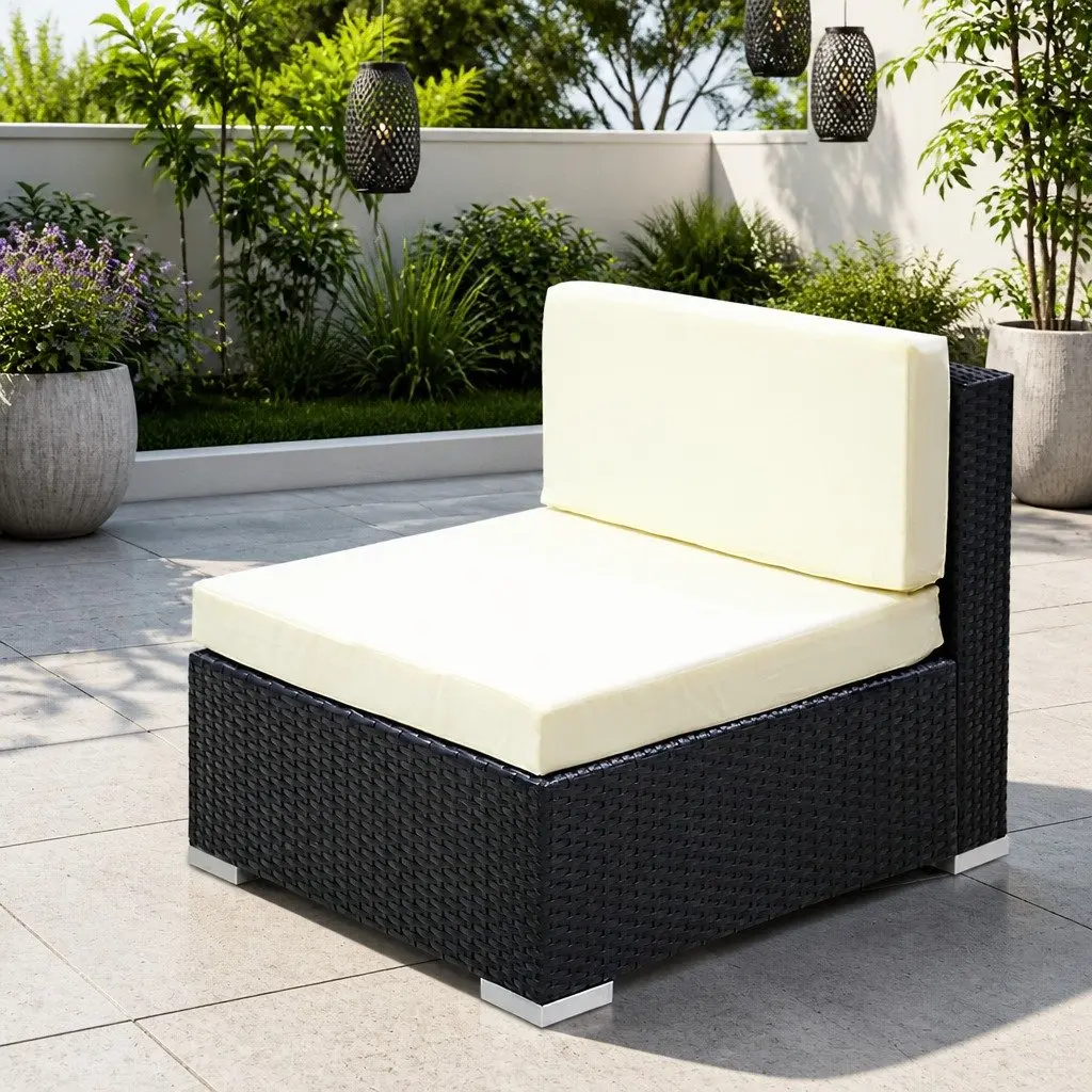3PC Outdoor Sofa Set Single Chair Lounge Garden Furniture Black