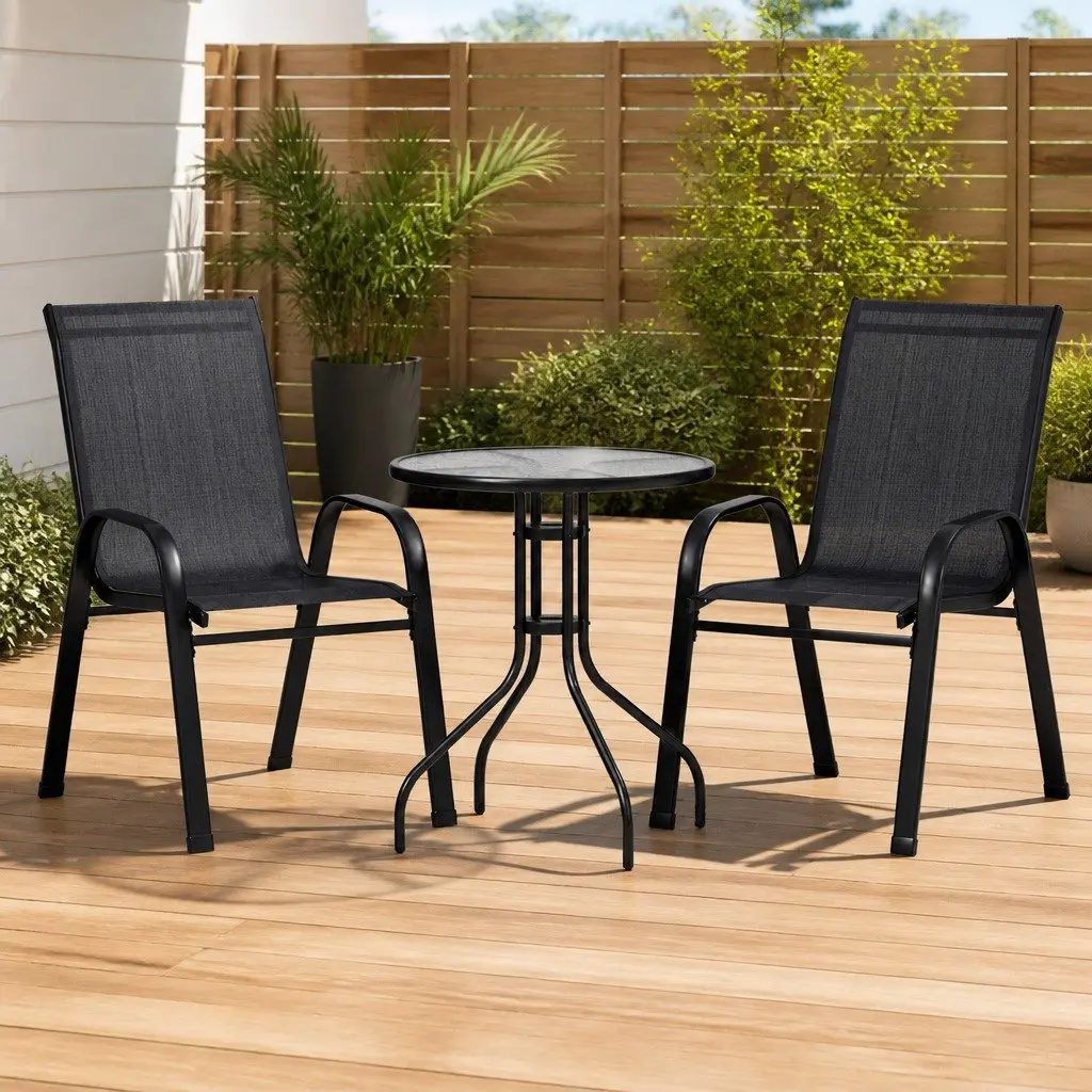 3-Piece Bistro Set with Stackable Chairs