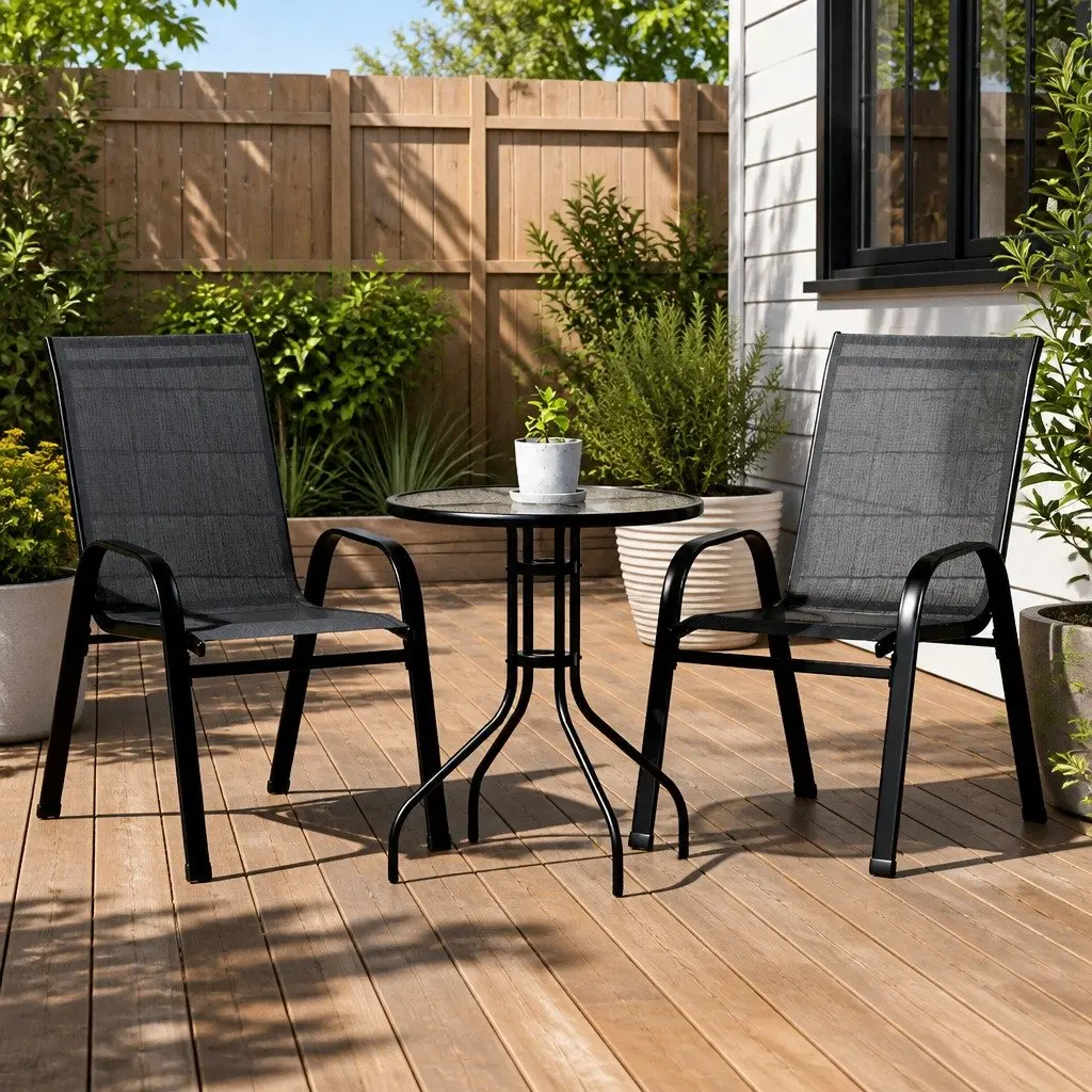 3-Piece Bistro Set with Stackable Chairs