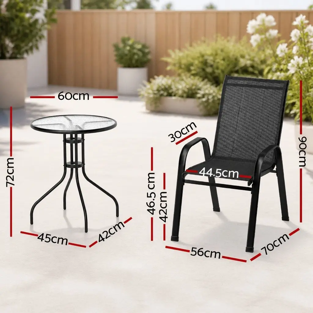 3-Piece Bistro Set with Stackable Chairs