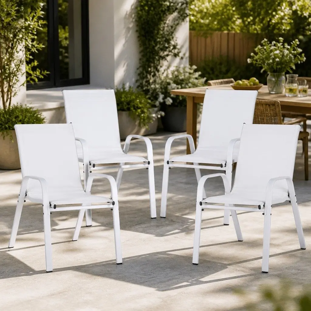 White Stackable Chairs for Indoor and Outdoor Use
