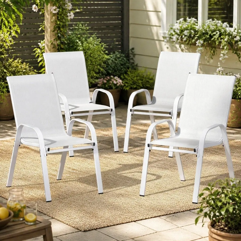 White Stackable Chairs for Indoor and Outdoor Use