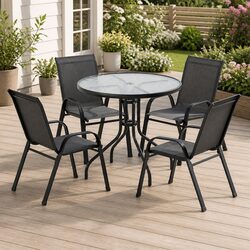 Sturdy 5 Piece Outdoor Dining Set with Steel Frame