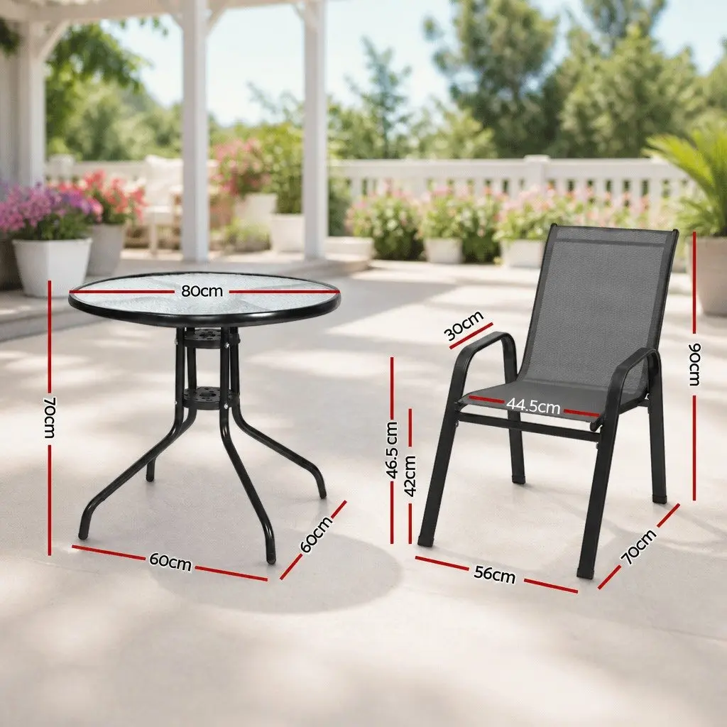 5 Piece Outdoor Dining Set with Steel Frame