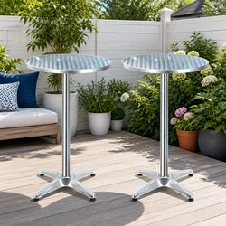 Outdoor Bar Table Set of 2 Round Adjustable Height 70/110cm Foldable Portable