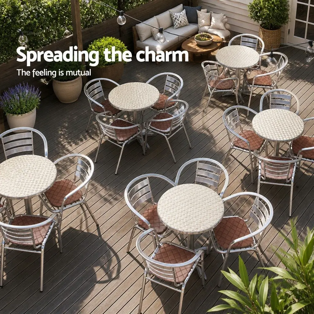 Round Bar Table Adjustable Height 60cm Diameter Modern Silver Aluminium Stainless Steel Foldable Indoor Outdoor