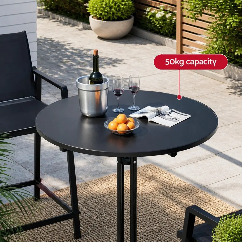 Round Bar Table Outdoor Folding 109cm Height Black