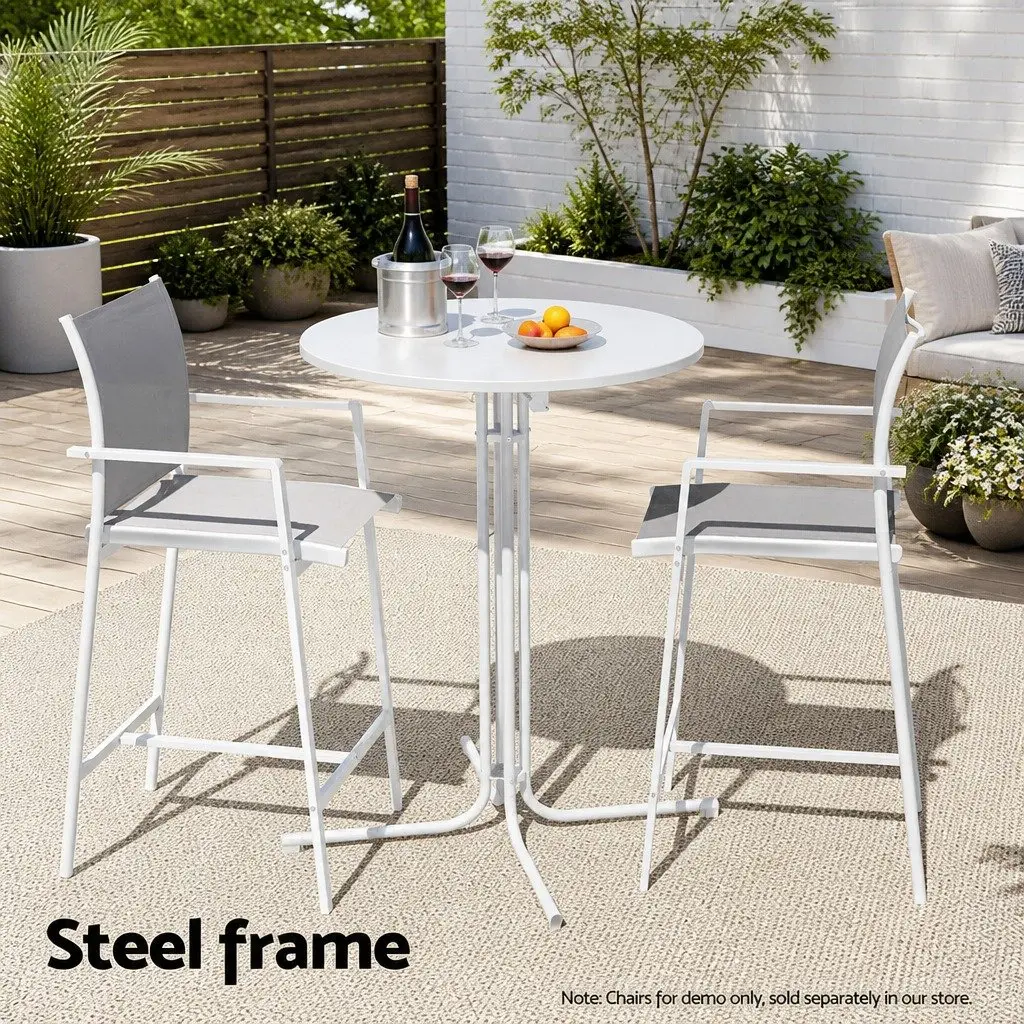 Round Folding Bar Table Outdoor Patio Furniture White Dining Desk Top 109cm High