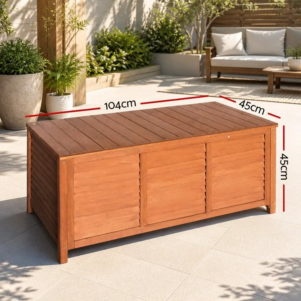 Outdoor Storage Bench Box 210L Wooden Garden Furniture Seat Nature Wood