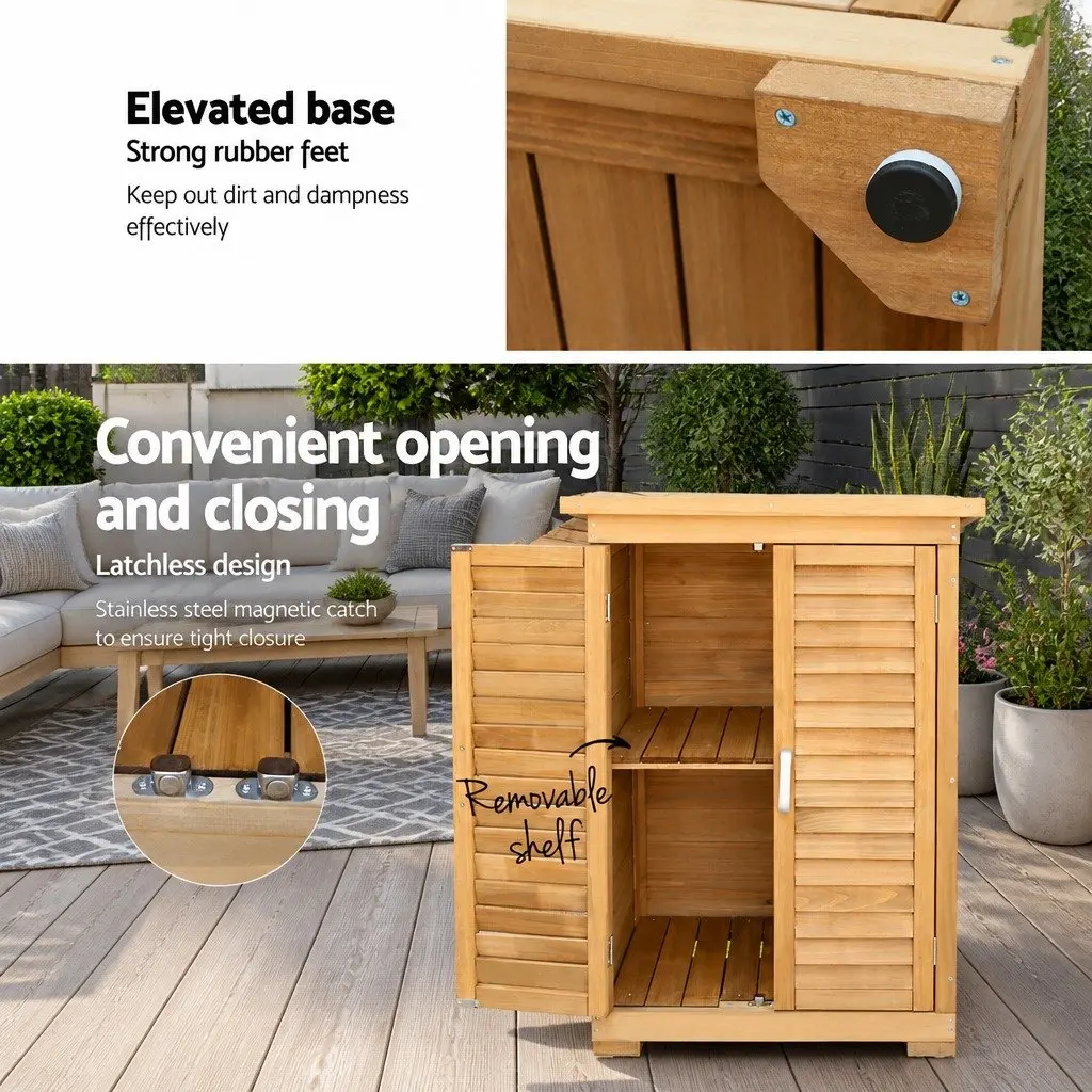 Portable Wooden Garden Storage Cabinet Outdoor Indoor Shelter Adjustable Shelf